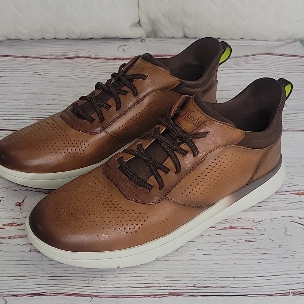 Florsheim Fleet Brown Leather Men's Sneakers Size 12W